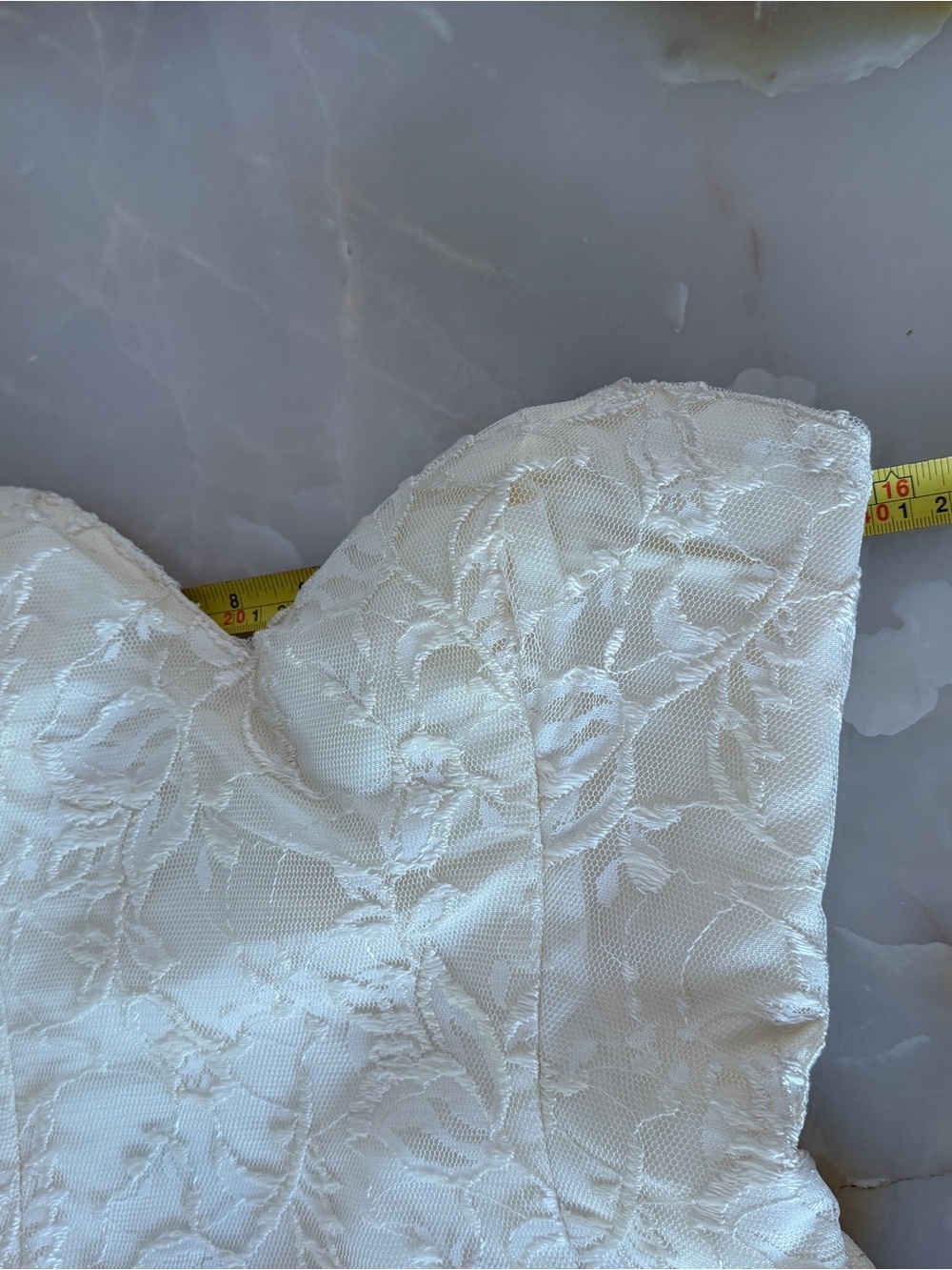 Strapless Lace Bustier Ruffle Cocktail/Wedding Dress in Ivory - Picture 12 of 16